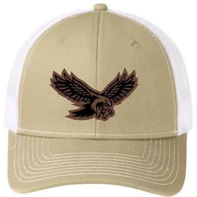 Port Authority® Snapback Trucker Cap C112 with Custom Cut Leatherette Patch Applied
